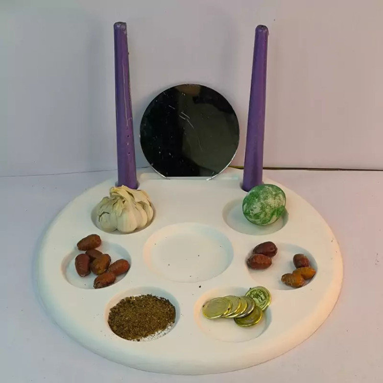 ست هفت سین نوروزی اقتصادی دایره ای ساده از جنس سنگ مصنوعی دکوراتیو لیانا (پس کرایه)