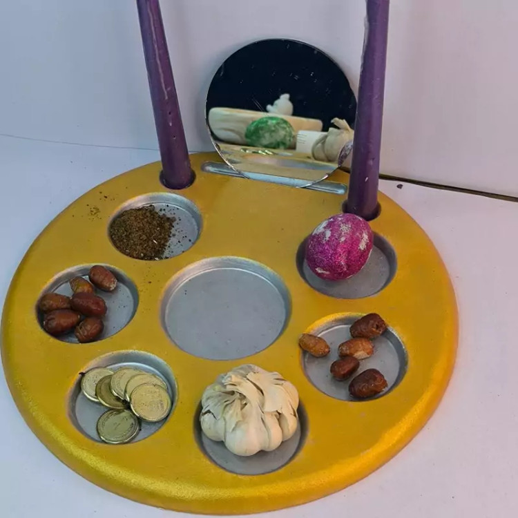 ست هفت سین نوروزی اقتصادی دایره ای ساده از جنس سنگ مصنوعی دکوراتیو لیانا (پس کرایه)