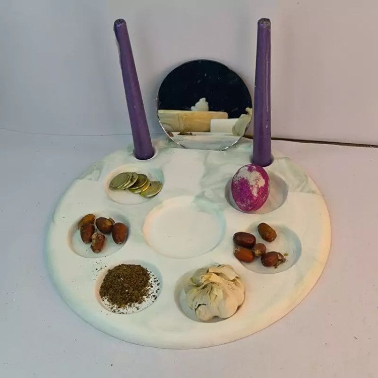 ست هفت سین نوروزی اقتصادی دایره ای ساده از جنس سنگ مصنوعی دکوراتیو لیانا (پس کرایه)