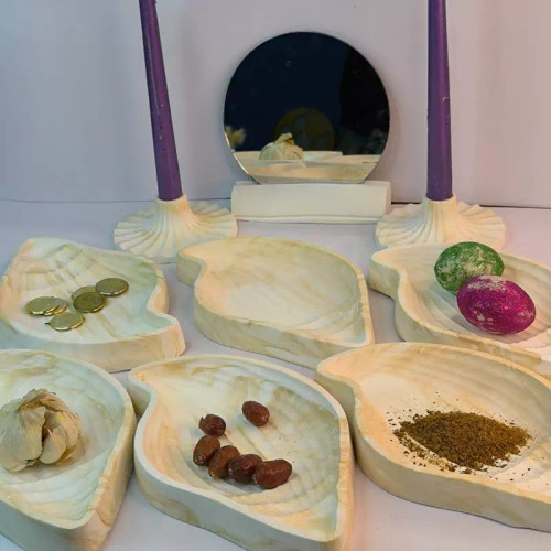 ست هفت سین نوروزی طرح صدفی بلند از جنس سنگ مصنوعی دکوراتیو لیانا (پس کرایه)