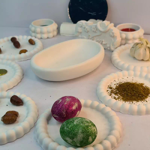 ست هفت سین نوروزی طرح بشقاب مرواریدی از جنس سنگ مصنوعی دکوراتیو لیانا (پس کرایه)