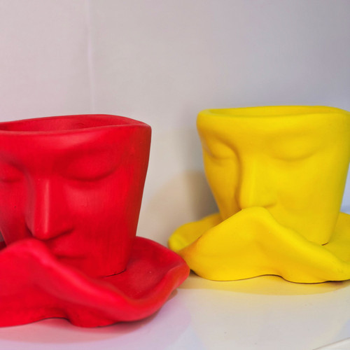 گلدان طرح کاپل و صورت به همراه زیر گلدان صورت دکوراتیو لیانا