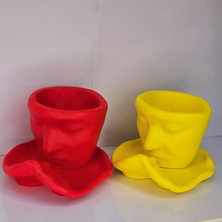 گلدان کاپل صورت از جنس سنگ مصنوعی به صورت بیس خام و عمده