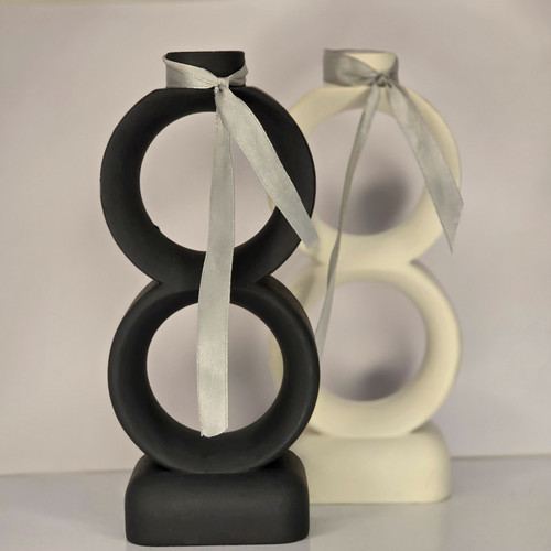 جاشمعی حلقه ای رنگ مشکی و سفید بیس خام و سنگ مصنوعی